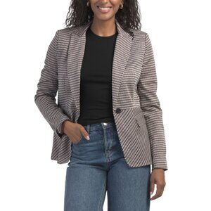 TRUTH Black/white/red Houndstooth Jacquard Blazer